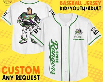 Custom Toy Story Buzz Lightyear Space Baseball Jersey, Personalized Disney Toy Story Gift for Kids, Adults & Fans