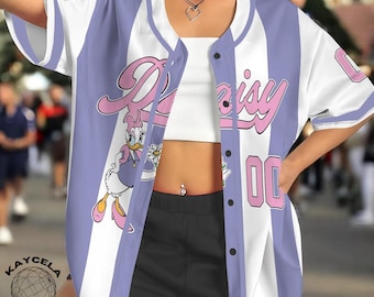 Personalized Disney Vintage Daisy Baseball Jersey | Custom Kid Youth Adult Jersey | Classic Daisy Duck Shirt | Disney Birthday Gift