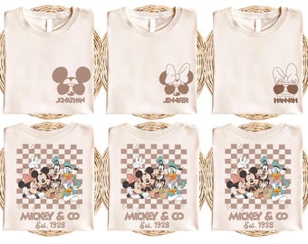 Retro Mickey Minnie Shirts, Retro Mickey and Friends Shirt, Retro Disney Trip Shirt, Checkered Mickey Shirt, Disney Family Vacation Shirt