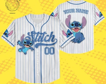 Custom Disney Lilo and Stitch Baseball Jersey, Personalized Stitch Kid Youth Adult Jersey, Disney Baseball Shirt, Stitch Birthday Gift