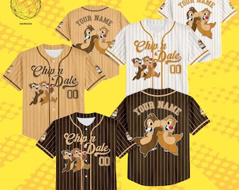 Custom Chip and Dale Baseball Jersey, Disney Chip and Dale Jersey Shirt, Disneyland Baseball Team Outfit, Disney Birthday Gift