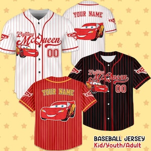 Custom Lightning McQueen Baseball Jersey, Custom Disney Cars Baseball Shirt, Matching Disney Trip Outfit, Disneyland Birthday Gift