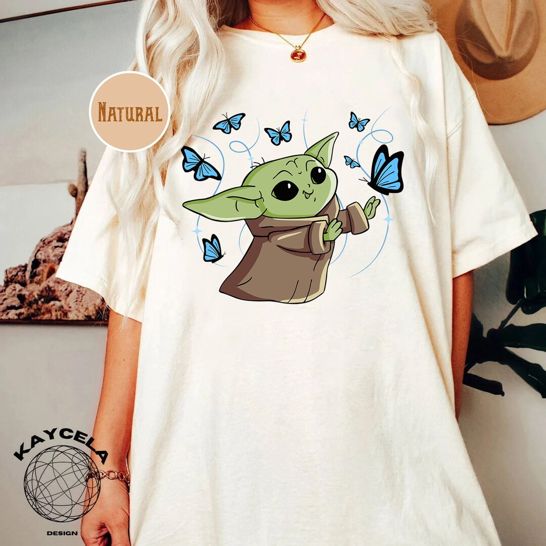 Yoda With Blue Butterflies Shirt Disney Star Wars Shirt Baby Etsy