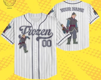 Custom Disney Frozen Kristoff Simple Stripe Jersey, Gift for Kids, Disney Birthday Gift, Gift For Baseball Fans