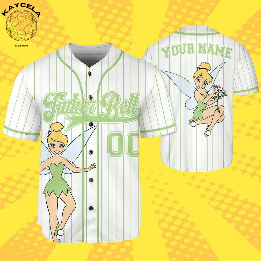 Custom Disney Tinker Bell Baseball Jersey | Personalized Game Day Shirt ...