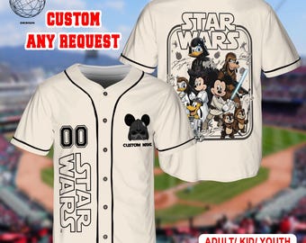 Custom Mickey Mouse Jedi & Friends Jersey Retro Star Wars Galaxy Edge Family Vacation Disney Shirt