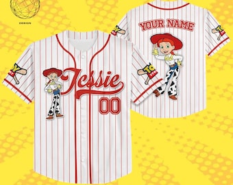 Custom Disney Toy Story Jessie Baseball Jersey, Personalized Kids Youth Adult Disney Jersey, Cute Pixar Toy Story Fan Gift