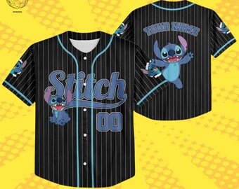 Personalized Disney Stitch Baseball Jersey, Custom Disneyland Family Matching Jersey, Stitch Birthday Gift
