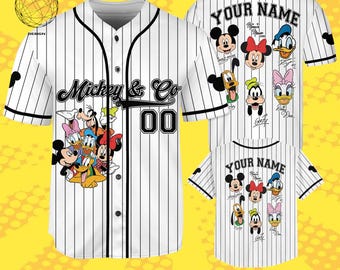 Personalized Mickey & Friends Baseball Jersey, Custom Kid Youth Adult Disney Jersey, Mickey And Co Birthday Gift