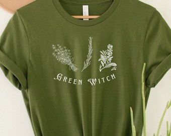 Green Witch Thyme Rosemary Sage Unisex Jersey Short Sleeve Tee / Witchy Shirt/ Garden Shirt