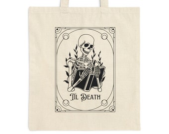 Til Death Skelettläsare Memento Mori Bomullsduk Tygväska