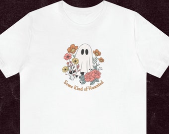 Some Kind of Haunted Unisex Jersey Short Sleeve Tee in White and Natural