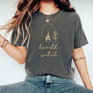 Hearth Witch Comfort Colors Unisex Garment-Dyed T-shirt in Pepper, Cumin, or Sage