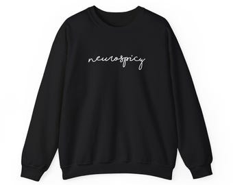 Neurospicy unisex tröja med rund hals i kraftig blandning i svart och marinblått