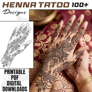 Modern Mehndi Henna SVG Vector | Easy Henna Practice Sheets Printable | Tattoo Patterns Clipart | Bridal