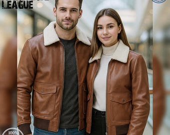 Vintage 80s Brown Cowhide Leather MA-1 Bomber Jacket Sherpa Lined