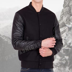 Unisex Varsity Jacket with Leather Sleeves – Custom College Letterman Bomber Coat for Men & Women – Stylish Streetwear