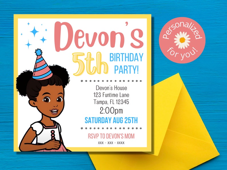 Gracie's Corner Birthday Party Invitation Square 5x5 Etsy Hong Kong