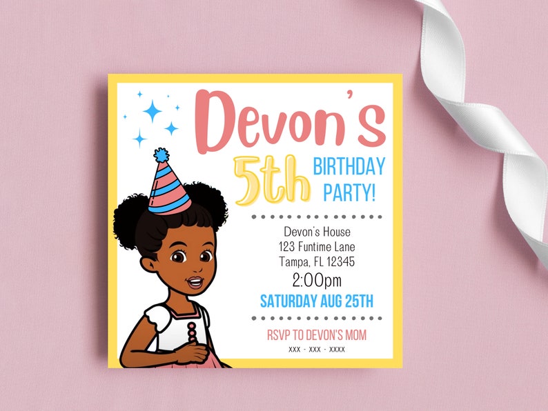 Gracie's Corner Birthday Party Invitation Square 5x5 Etsy Israel