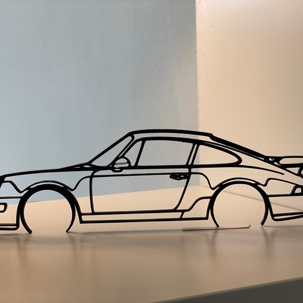 Porsche 911 964 Turbo Silhouette Art Modell Line Art  | Geschenk für Autoliebhaber