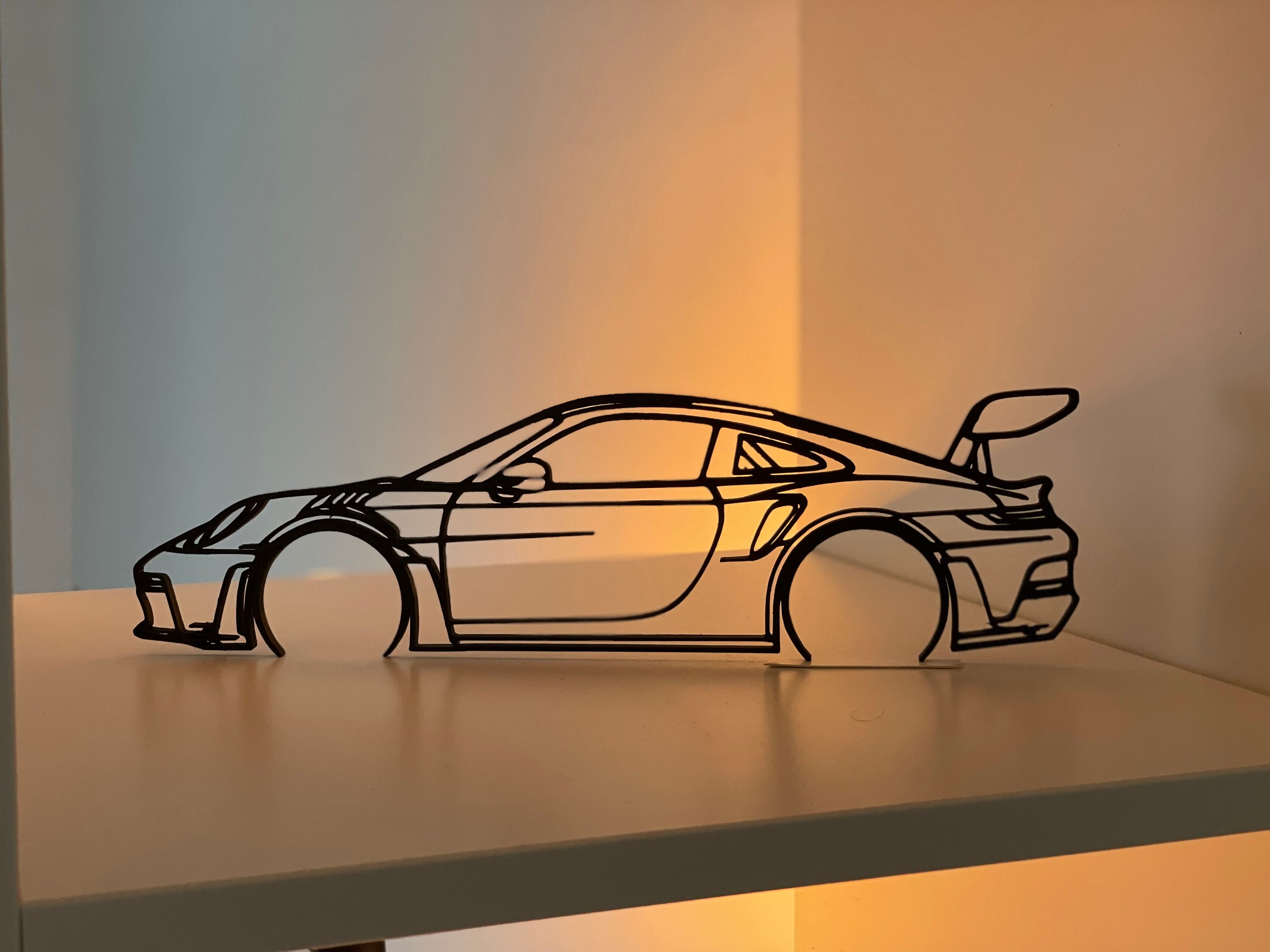 Porsche 911 992 GT3 RS Silhouette Art Model Line Art Etsy