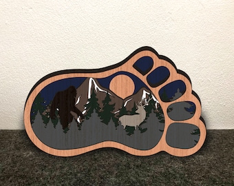 Bigfoot Footprint SVG: 8-Layer Laser Cut File for Glowforge, Cricut