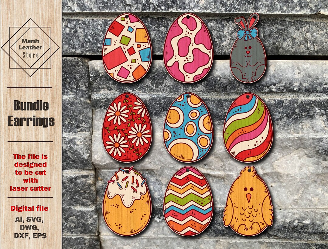 Easter Egg Earrings Svg for Laser, Happy Easter Day, Earrings Cutting