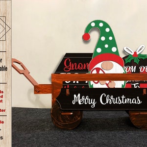 Gnome Christmas Wagon Add-on SVG: Laser Cut File