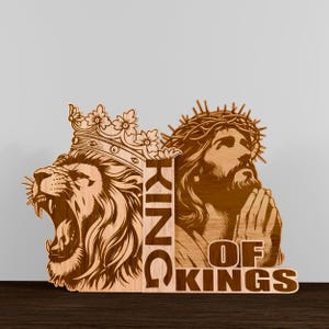 Multilayer Religious Easter Standing Laser Cut Files, Easter Holiday Home Decor, King Of Kings Svg, Easter Risen Decor Svg, Christian Laser