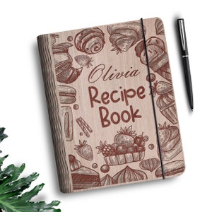 Personalisierte Rezept Buch Cover svg, Holz Kochbuch Rezepte Laser Cut Dateien, Rezept Binder svg, Muttertagsgeschenk, Glowforge svg Dateien