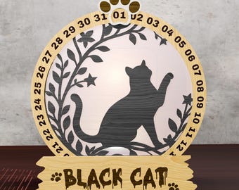 Halloween Black Cat Countdown Lamp SVG: Spooky Night Light Laser Cut Files