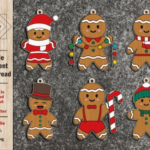 Bundle Ornament gingerbread Christmas svg, gingerbread Ornament SVG, file for laser cutting machine-dxf-svg-ai-eps