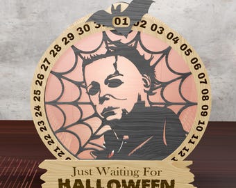Halloween Countdown Lamp SVG: Scary Mask Night Light, Laser Cut Files