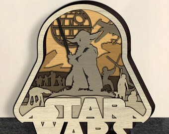 Star Wars Multicapa, Archivos cortados con láser - Pieza de arte de 8 capas para Glowforge - SVG - PDF