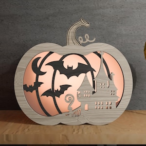Haunted Castle Lightbox SVG: Halloween Pumpkin Laser Cut File (Digital Download