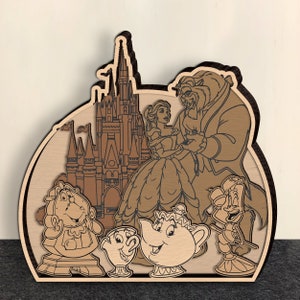 Multistrato Princess Art SVG, Magical Kingdom Art SVG, Scene Art SVG, Pezzo d'arte a 5 strati per Glowforge, File tagliati al laser