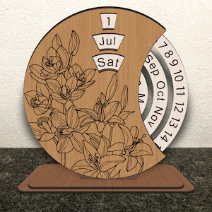 Calendar Svg, Glowforge svg, Flower Calendar SVG, Flower Calendar Design File, Flower Calendar Decor Svg