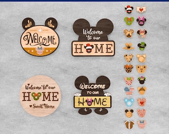 Pacchetto SVG di cartelli HOME intercambiabili: decorazioni stagionali tagliate al laser (download digitale)