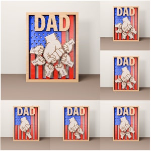 Gepersonaliseerde vader en kind handen hart stand decor SVG, cadeau voor papa, Vaderdag SVG, Vaderdag cadeaus SVG, Glowforge SVG-bestanden