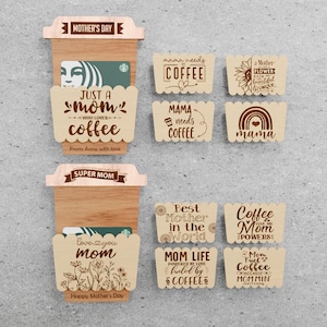 Koffie voor mama | Mama heeft koffie nodig | Cadeaukaarthouder Moederdag | Svg-laserklare gesneden bestanden | Familiecadeaus | Bestanden lasergraveren