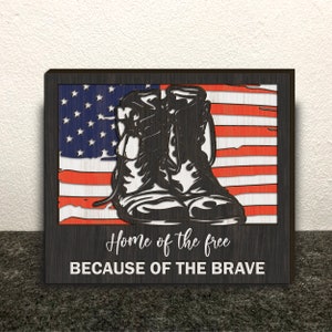 Home of the free because of the brave USA Flag SVG, Laser cut files - 5 Layer Art Piece for Glowforge - Multi-layer