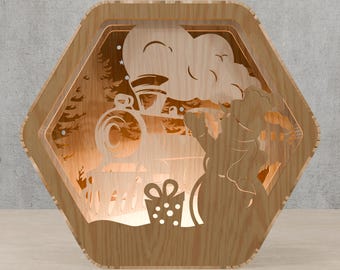 Christmas Train Shadow Box SVG: Laser Cut Winter Scene (Digital Download)