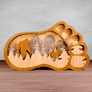 Bigfoot Multilayers Laser Cut File, Layered Multi-Layer Bigfoot Sasquatch Scene, Art Piece for Glowforge SVG - PDF, ML10