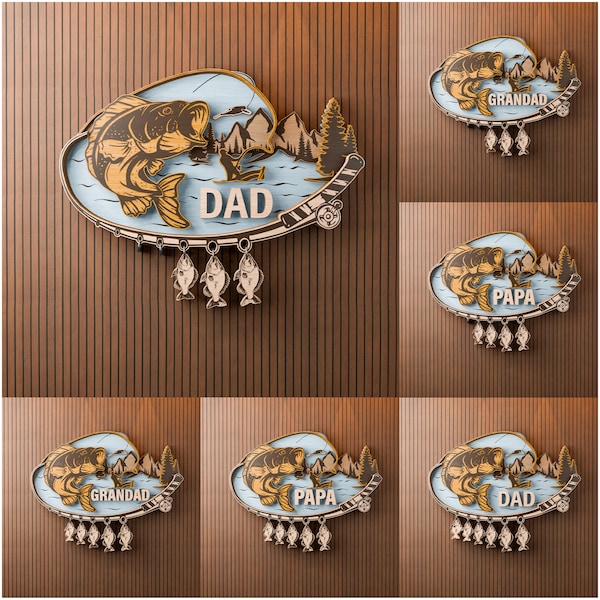 Decoración personalizada para papá y niño SVG, Regalo para papá, Día del Padre svg, Regalos del Día del Padre svg, Archivos svg Glowforge