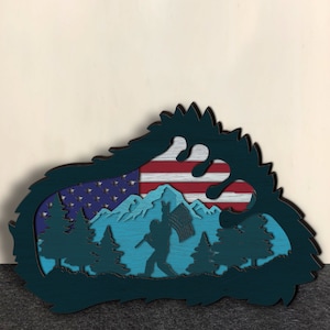 Bigfoot svg, Big Foot Svg, Yeti Svg, Sasquatch Svg, Vector Cut file for Glowforge, Cricut, Silhouette - 7 Layer Art Piece