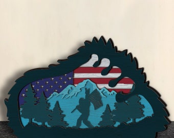 Bigfoot svg, Big Foot Svg, Yeti Svg, Sasquatch Svg, Vector Cut file for Glowforge, Cricut, Silhouette - 7 Layer Art Piece