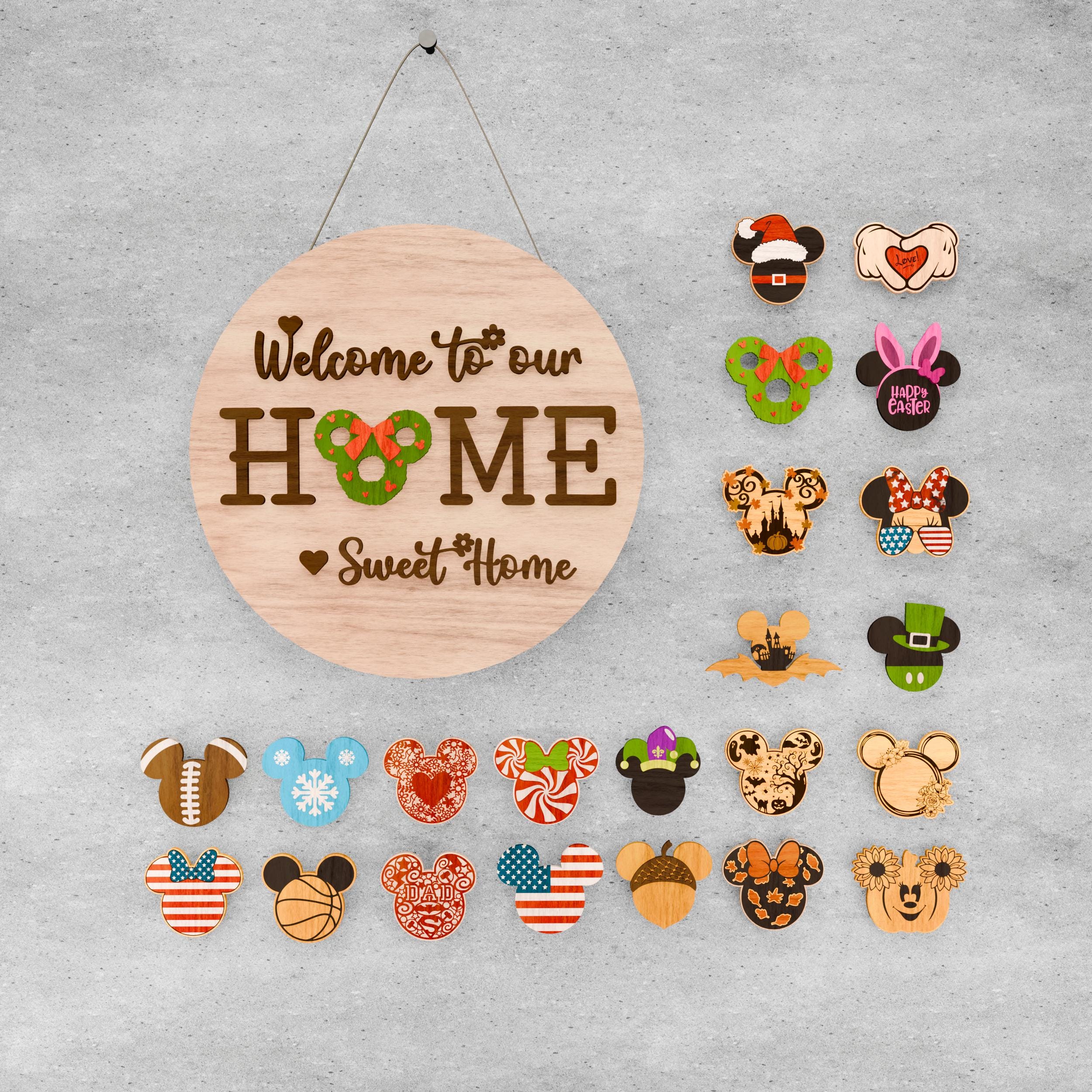 Jui Sign Interchangeable HOME Sign SVG Bundle: Seasonal Laser Cut Decor (digital ...