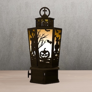 Halloween Lantern SVG: Spooky Pumpkin, Cat, Witch Laser Cut Files (Digital Download)