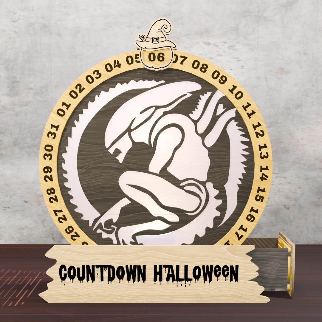 Creepy Creature Countdown Sign SVG | Sci-fi Horror Silhouette Laser Cut ...