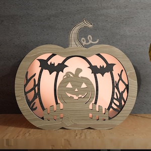 Halloween Pumpkin Lightbox SVG: Laser Cut Fall Decor (Digital Download)